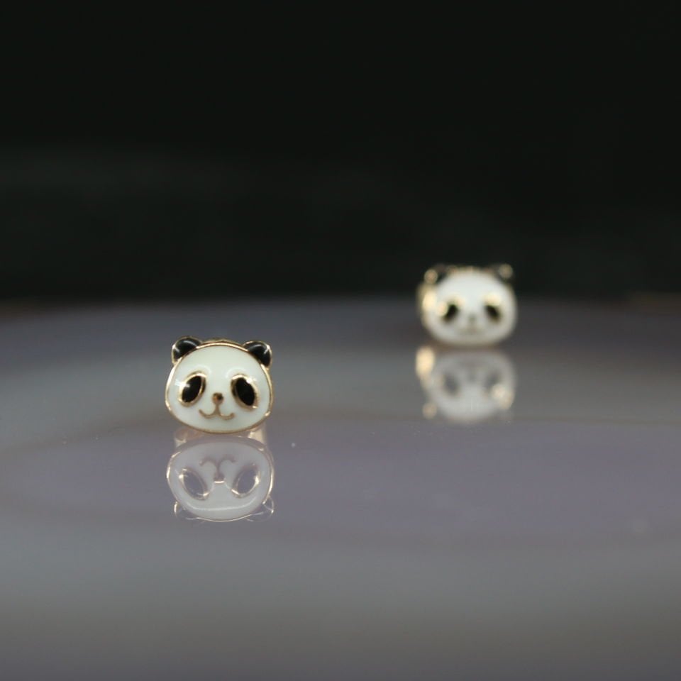 Panda figürlü  14 Ayarlı Altın Küpe